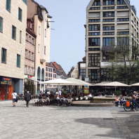 Östlicher Ludwigsplatz, Fußgängerzone, Bestandsfoto.
