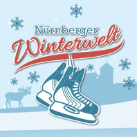 Logo der Nürnberger Winterwelt: Schriftzug und ein paar Schlittschuhe.