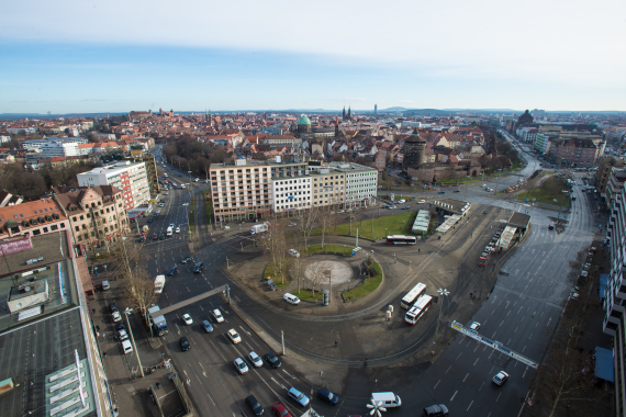 Blick auf den Plärrer in Nürnberg