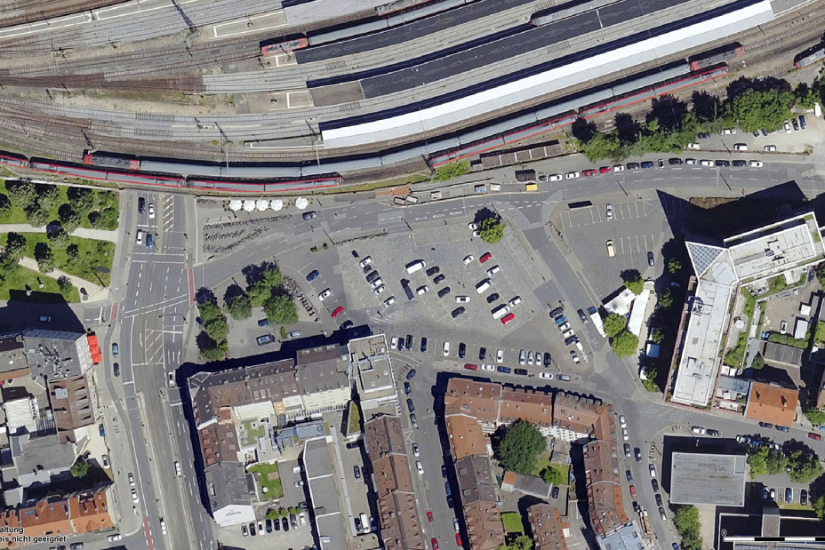 Nelson-Mandela-Platz von oben, Bild © Bayerische Vermessungsverwaltung / Stadt Nürnberg