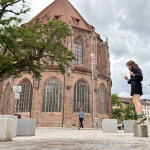 Wasserspiel auf dem Lorenzer Platz.