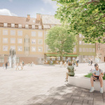 Modellbild: Blick auf den Obstmarkt nach der Umgestaltung.