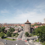 Luftaufnahme des Laufer Torturms.