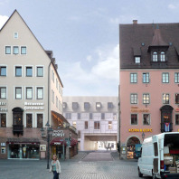 Visualisierung des Augustinerhofs vom Hauptmarkt aus gesehen.