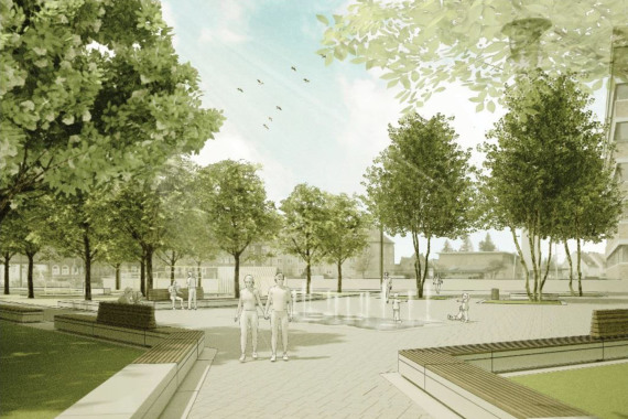 Entwurf für die Platzmitte des neuen Quartierspark Eberhardshof.