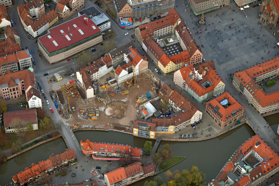 Luftaufnahme des Augustinerhofs von Süden aus gesehen aus dem Jahr 2017.