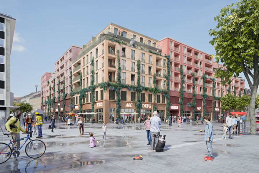 Visualisierung des Schocken-Carrés am Aufseßplatz in der Südstadt., Bild © Ten Brinke / Behles & Jochimsen