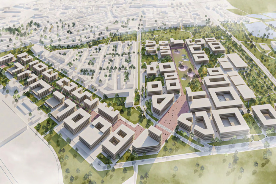 Strukturplanung der Technischen Universität Nürnberg aus der Vogelperspektive., Bild © Ferdinand Heide Architekt / TOPOS Stadtplanung Landschaftsplanung Stadtforschung