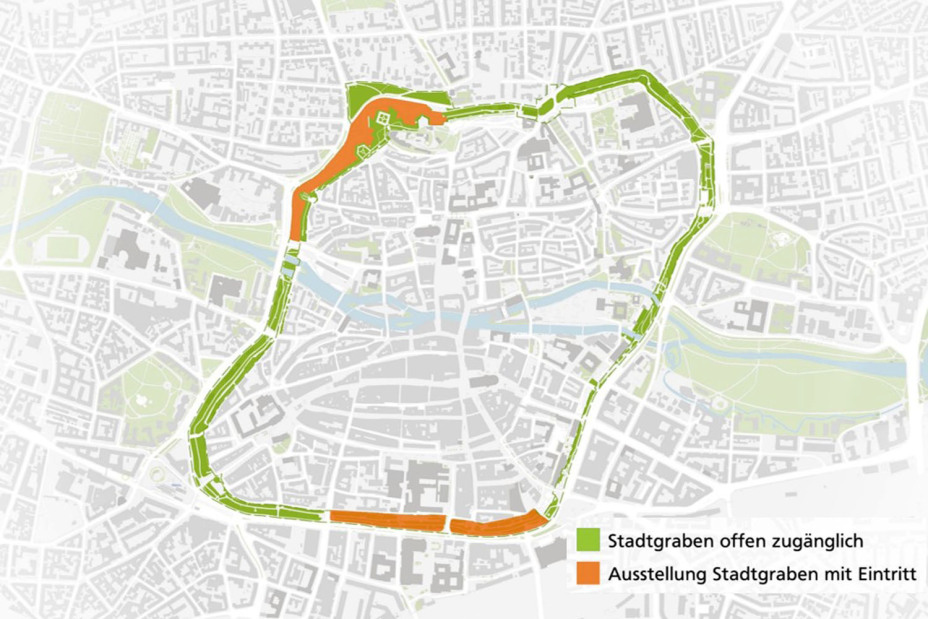 Übersichtsplan: frei zugängliche Bereiche und kostenpflichtige Ausstellungsbereiche., Bild © Stadt Nürnberg