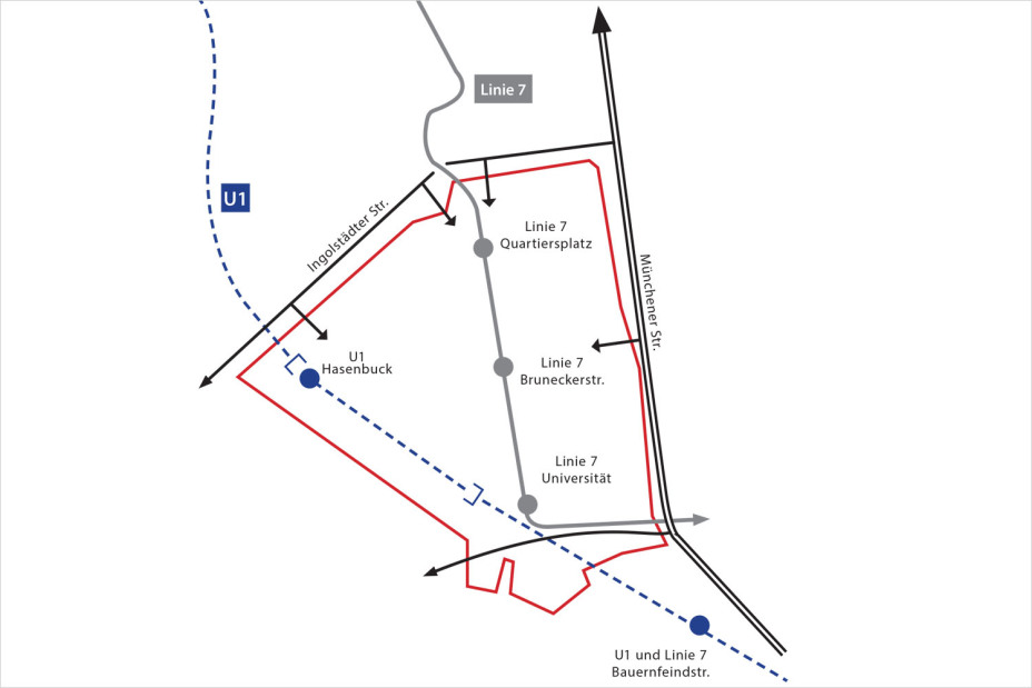 Plan zur Verkehrserschließung des Stadtquartiers Lichtenreuth., Bild © Aurelis Real Estate Service GmbH