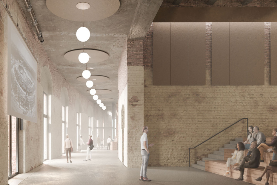 Visualisierung: Kongresshalle Sitzstufen Foyer, Bild © Georg Reisch GmbH & Co.KG und LRO GmbH & Co.KG.