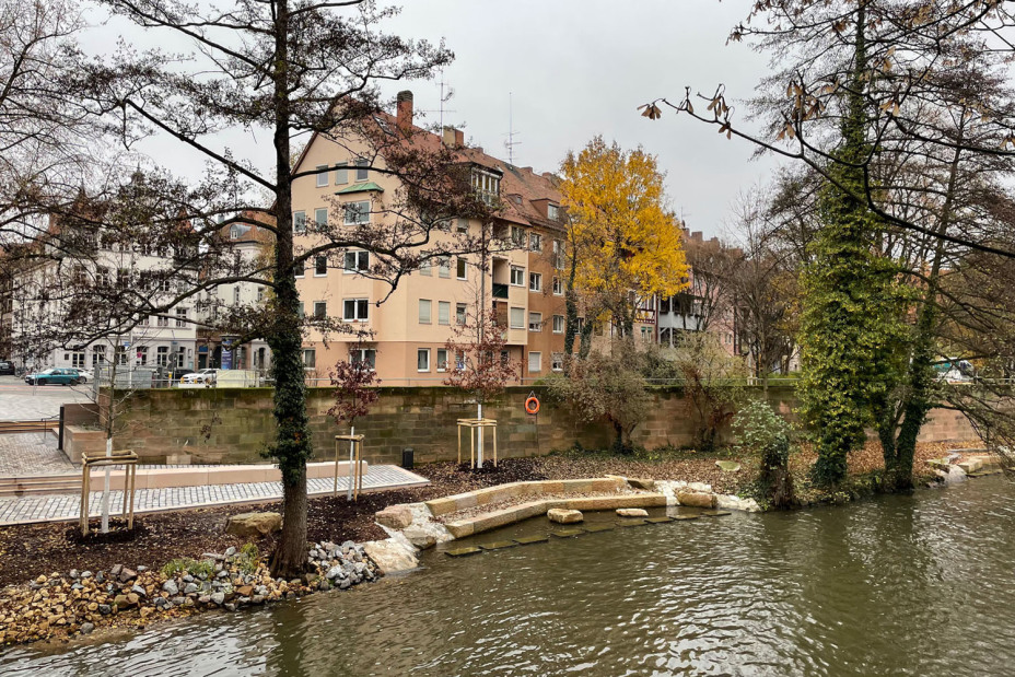Der Nägeleinsplatz nach der Fertigstellung des ersten Bauabschnitts am 31. November 2022., Bild © Kathrin Lehnerer / Stadt Nürnberg