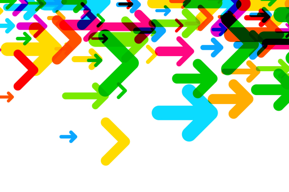 viele bunte Pfeile in allen möglichen Farben