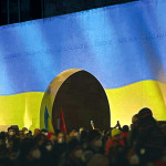Ukraine-Kundgebung vor der Straße der Menschenrechte in Nürnberg.