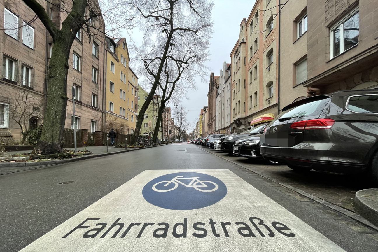 Bild © André Winkel / Stadt Nürnberg Fahrradstraße in der Humboldtstraße., Bild © André Winkel / Stadt Nürnberg