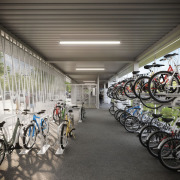 Modellbild des Innenraums des künftigen Fahrradparkhauses