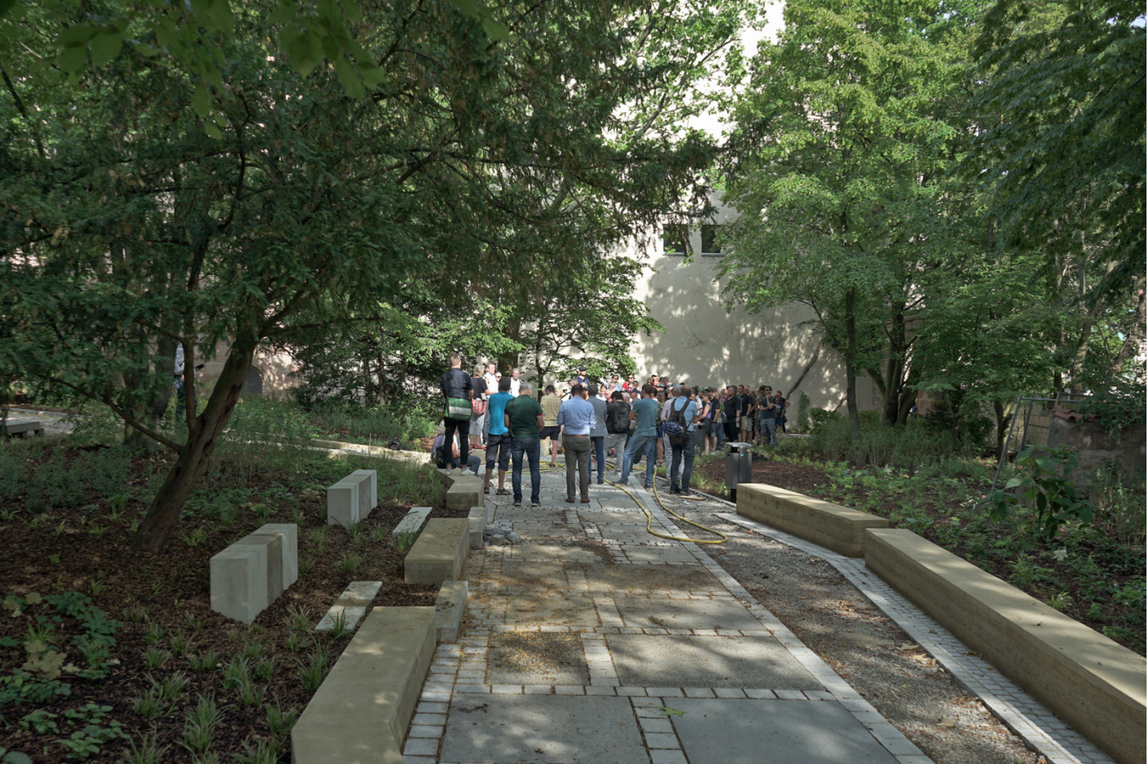 Blick in die neue Grünanlage Pocketpark Peststadel, Bild © Leopold Werner / Stadt Nürnberg