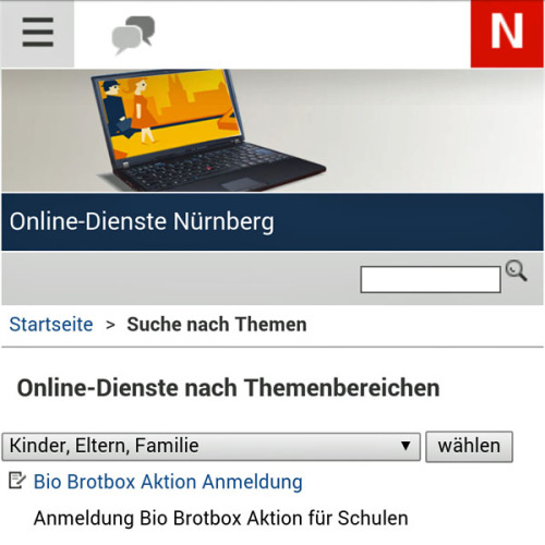 © Bild: Stadt Nürnberg Eingabemaske der Online-Dienste Nürnberg © Bild: Stadt Nürnberg