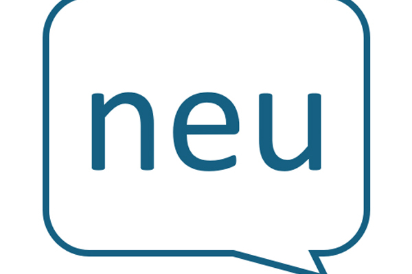 Eine Sprechblase mit dem Text "neu".