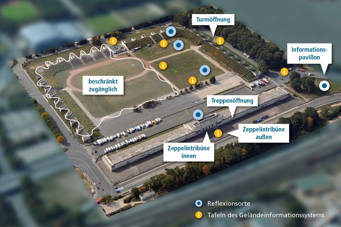 Bild © Hajo Dietz Luftbild Nürnberg / Stadt Nürnberg Luftaufnahme mit Übersicht der neuen Reflexionspunkte, Bild © Hajo Dietz Luftbild Nürnberg / Stadt Nürnberg